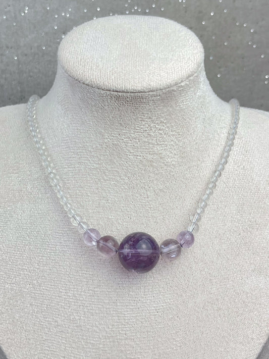 Ametyst og klar kvarts Halskjede