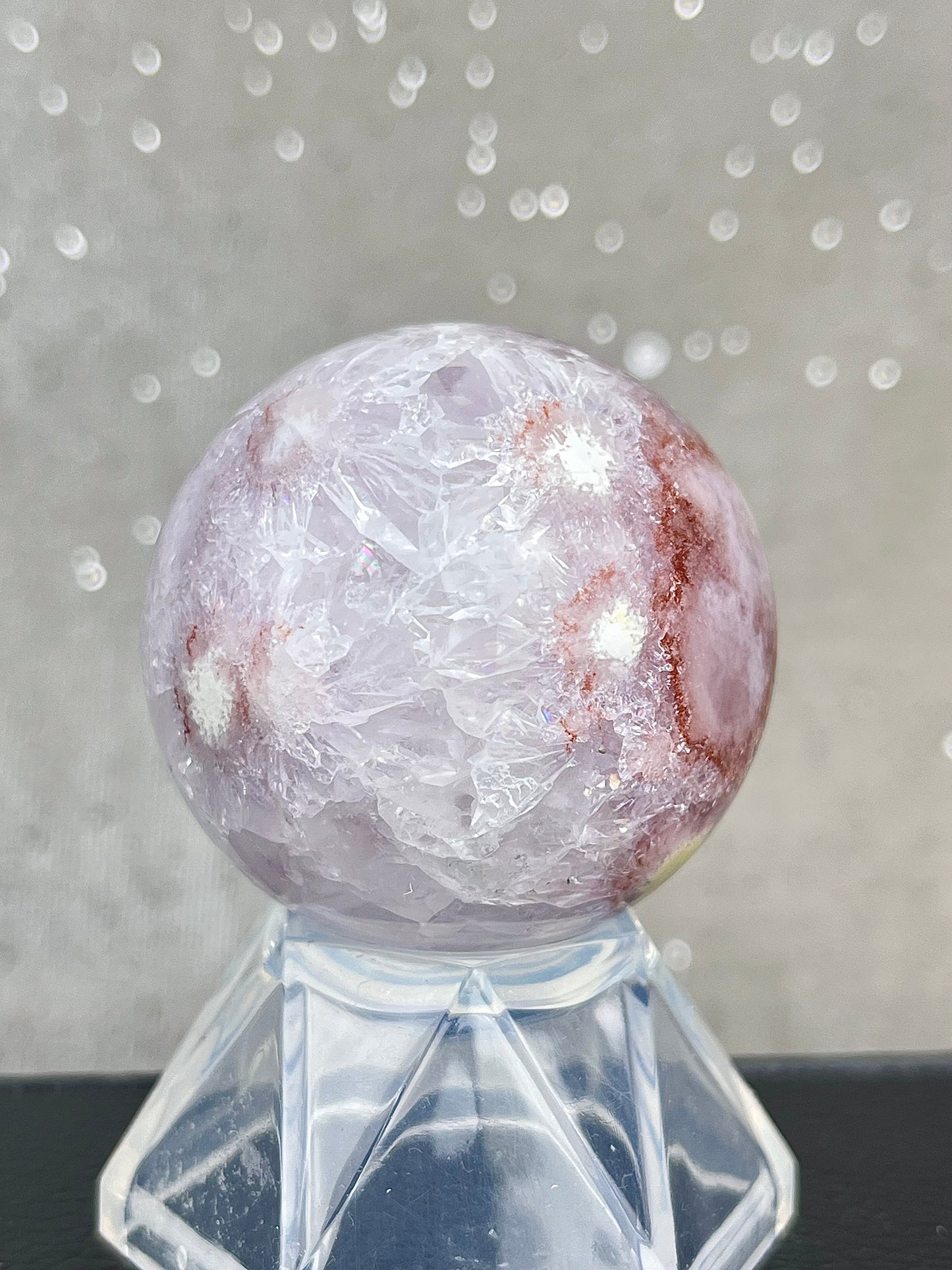 Blomster Agat med kvarts/ametyst Kule