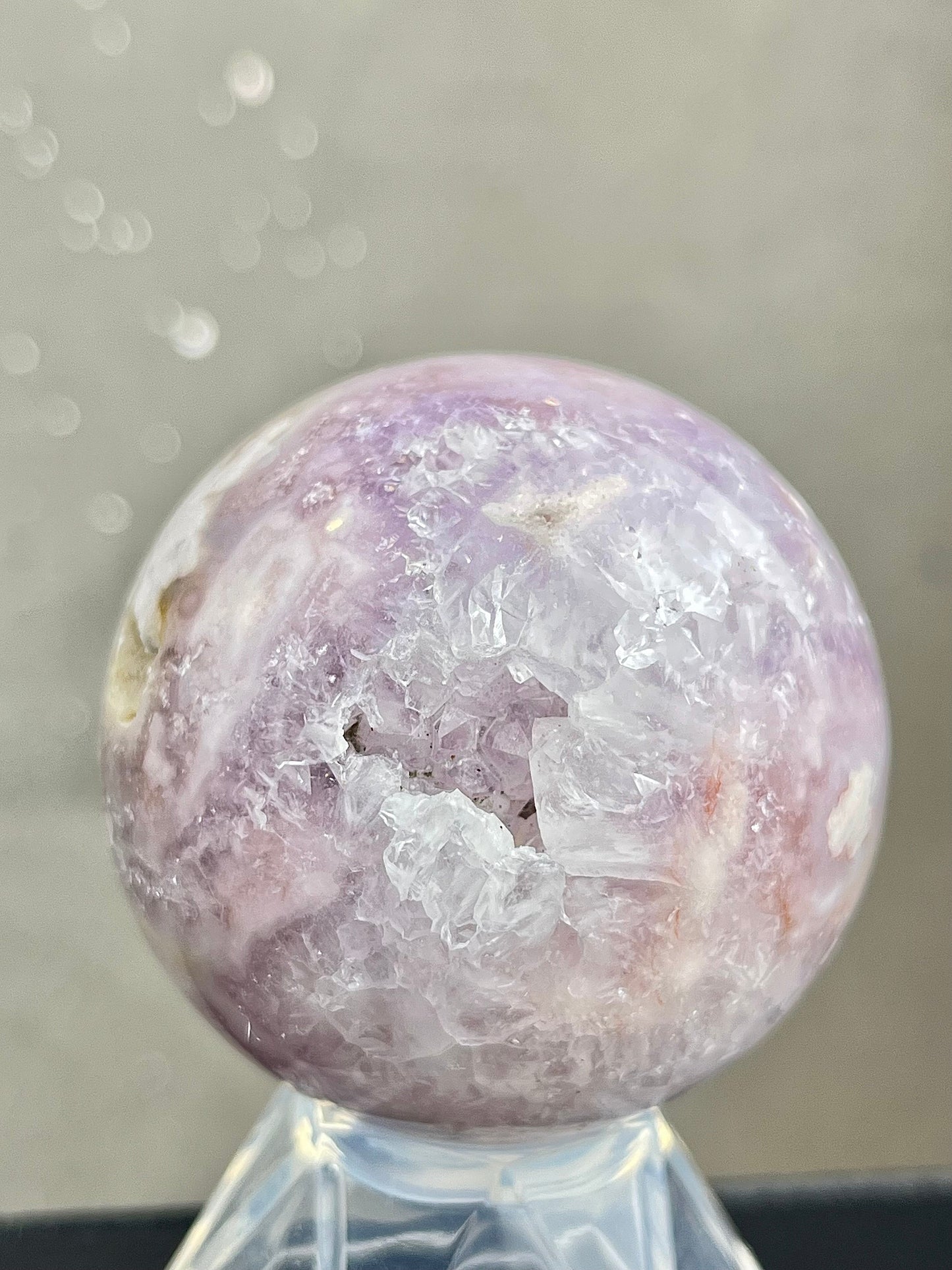 Blomster Agat med kvarts/ametyst Kule