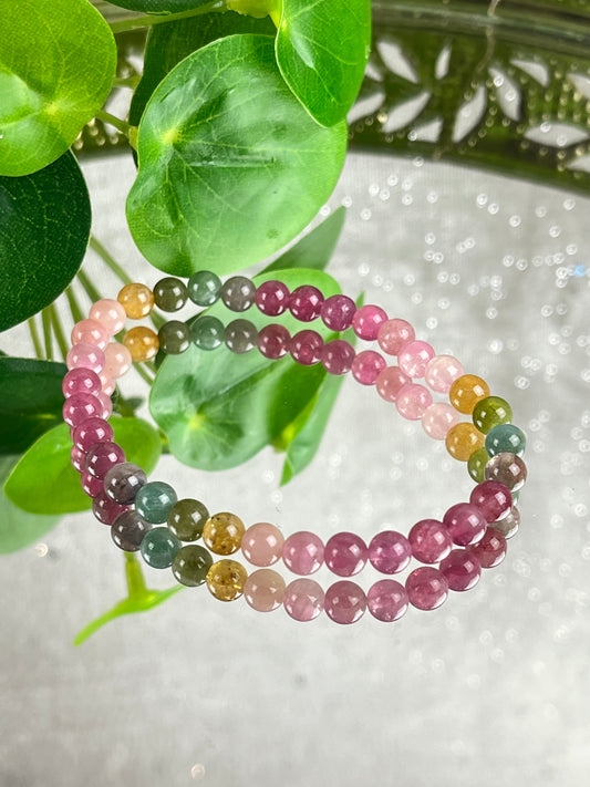 Regnbue Turmalin armbånd 5-6mm+