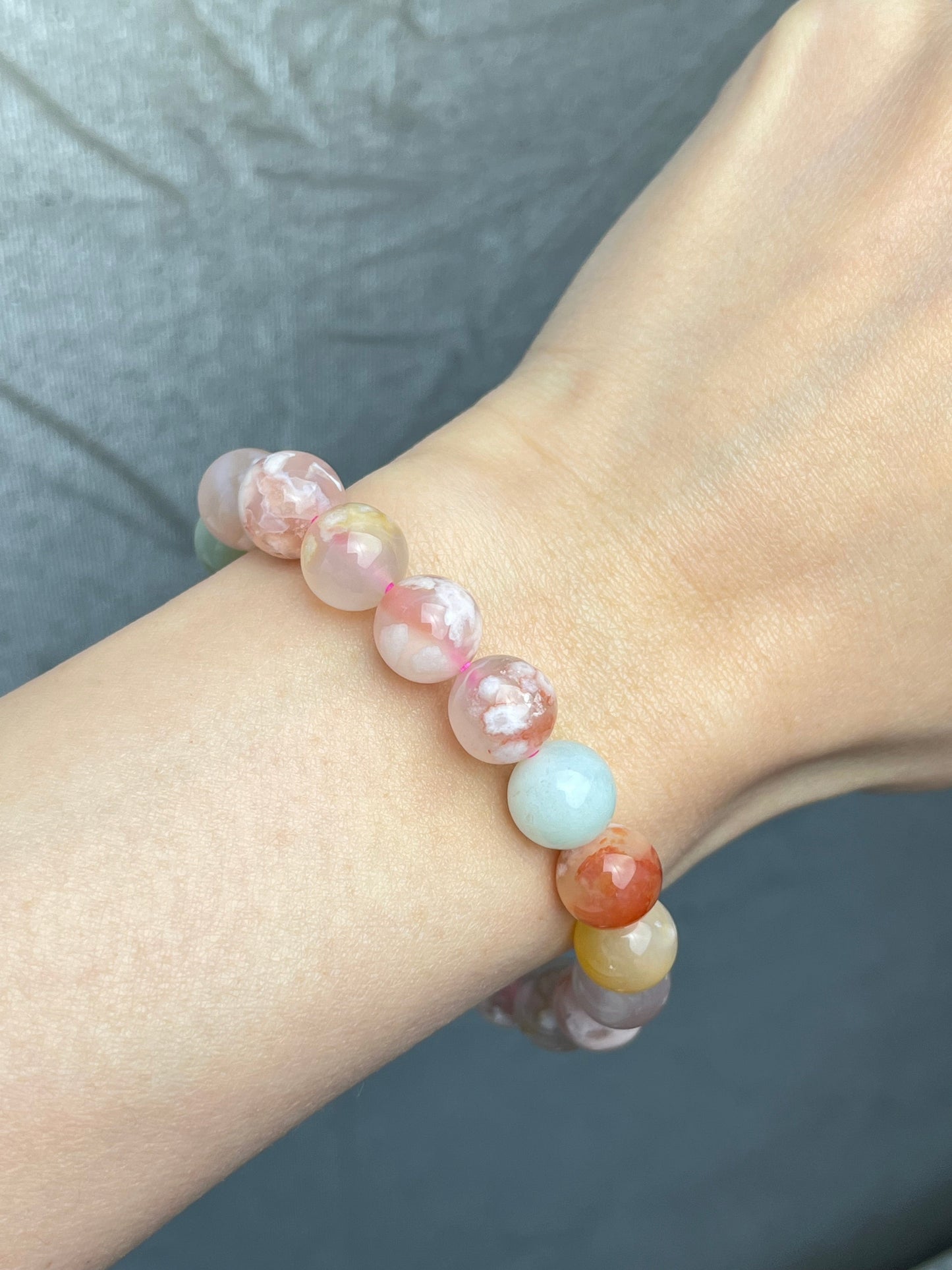 Blomster Agat armbånd 10mm+