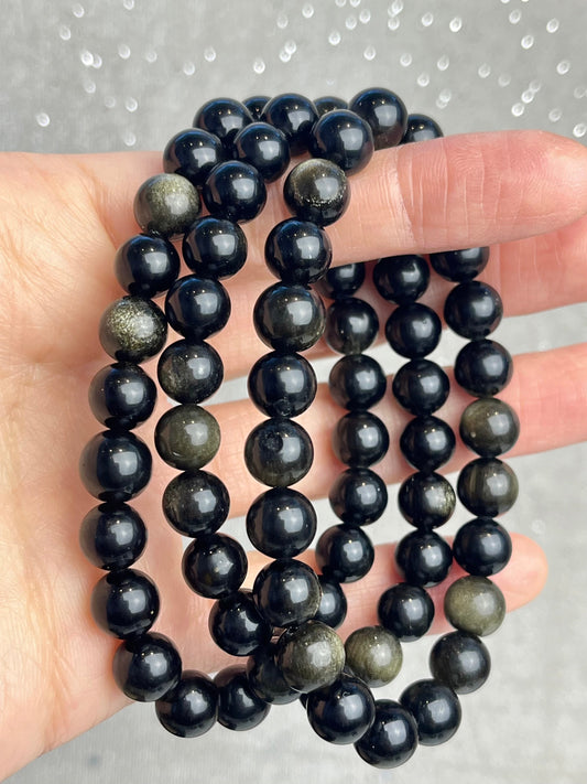 Gull Obsidian armbånd 8mm+