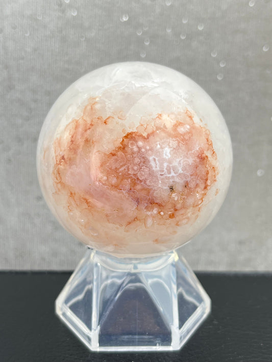 Blomster agat med kvarts kule