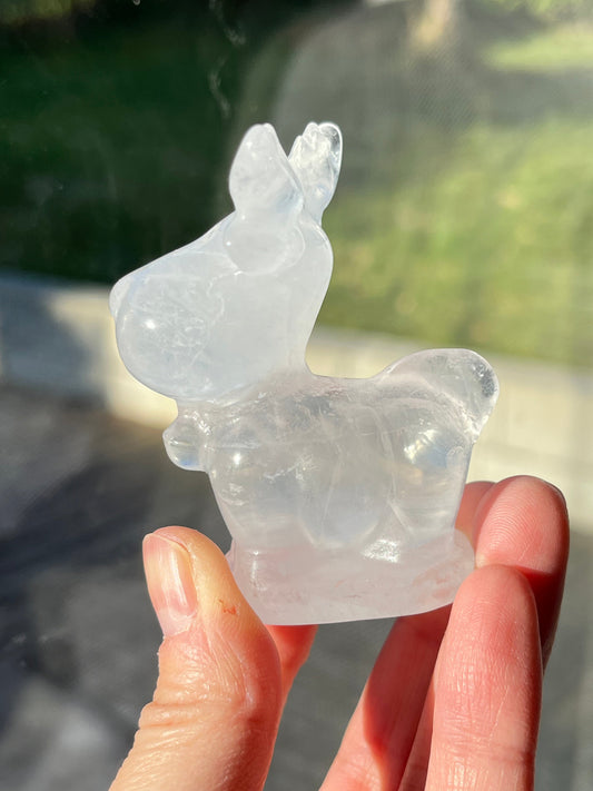 Bergkrystall Klar kvarts jule-reinsdyr 6.5cm
