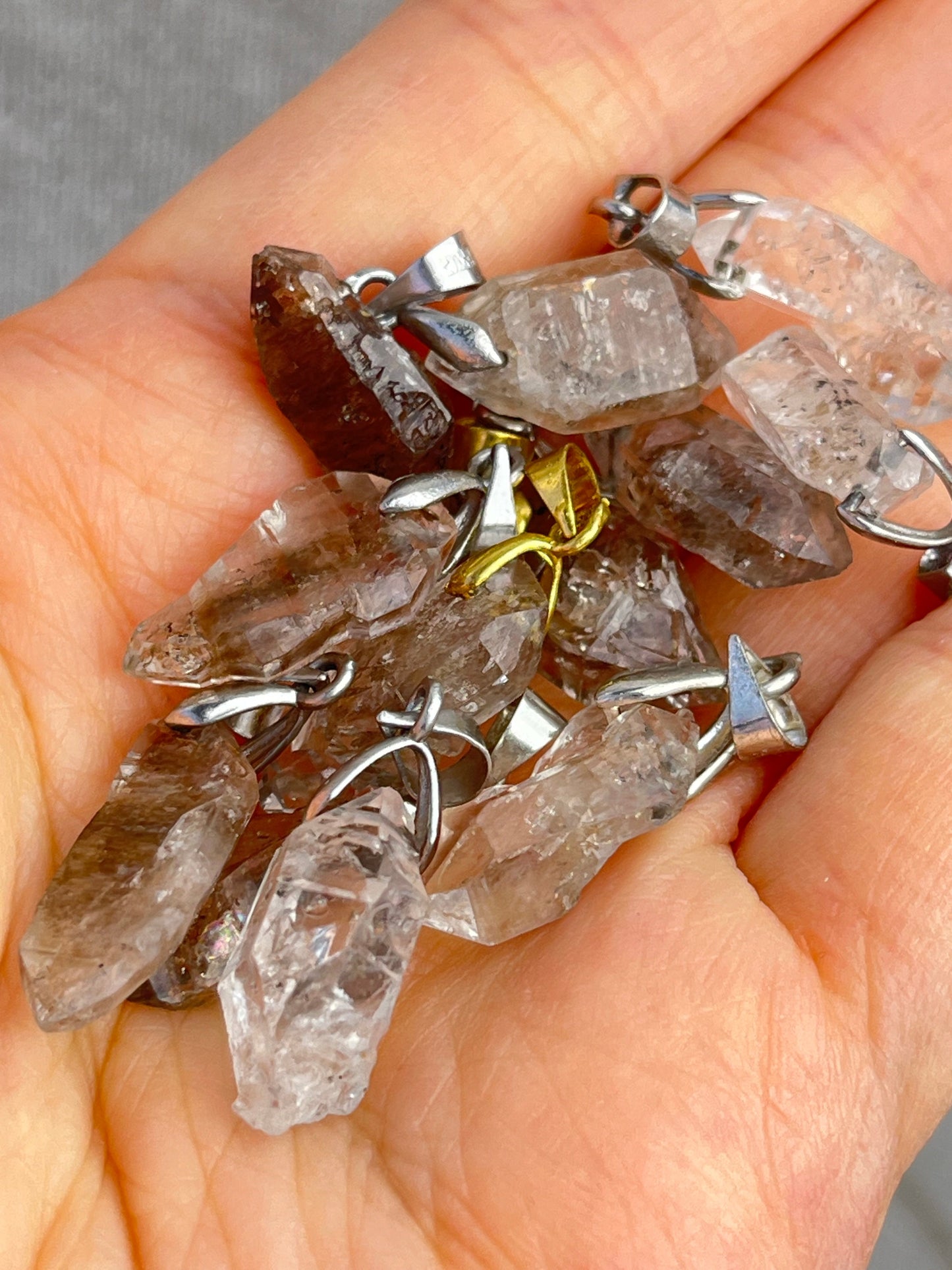 Skeletal Elestial Kvarts anheng (Sølvbelagt)