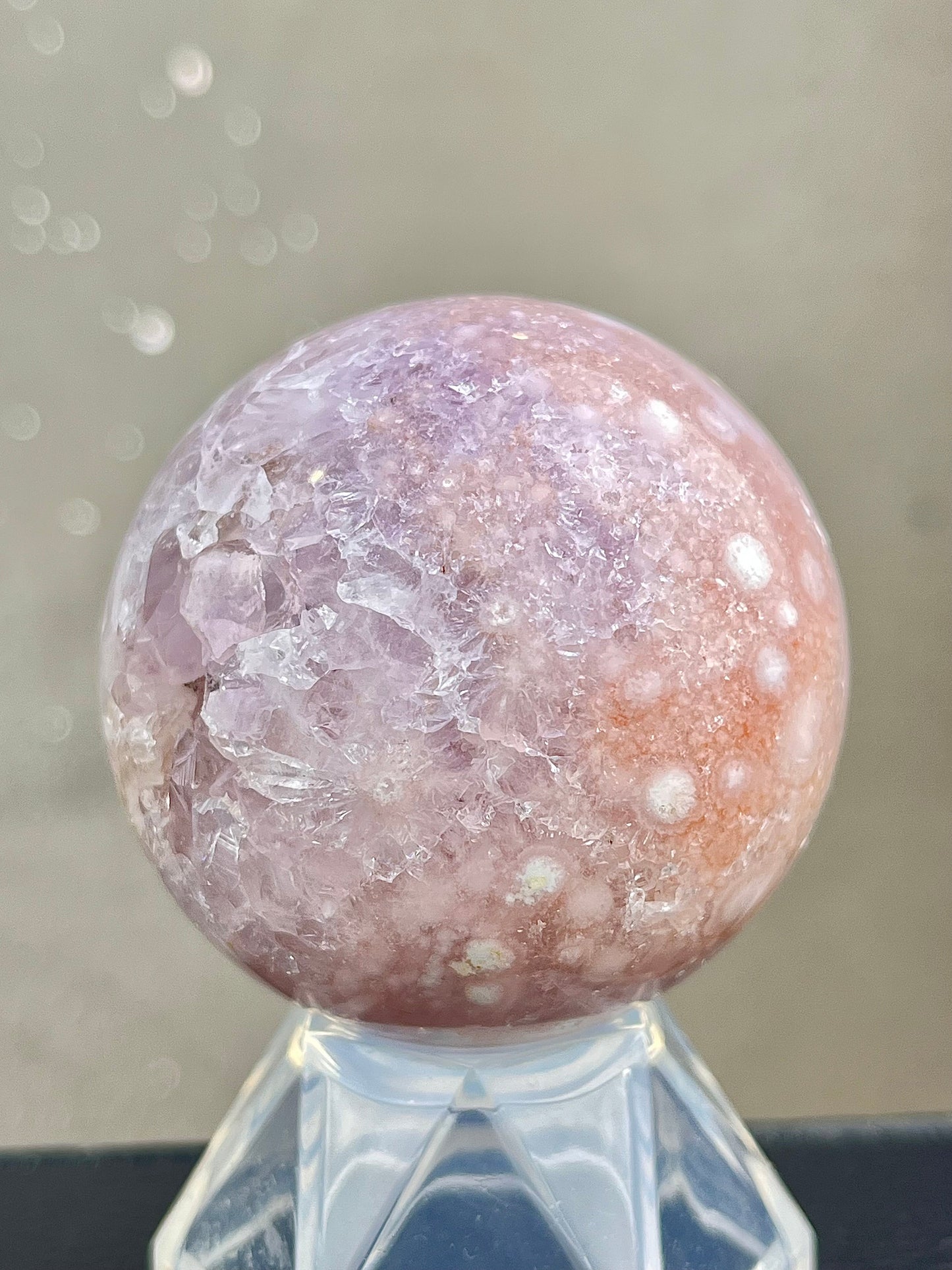 Blomster Agat med kvarts/ametyst Kule