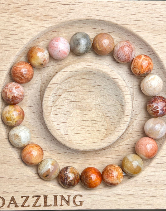 Agatisert Korall armbånd 10mm+