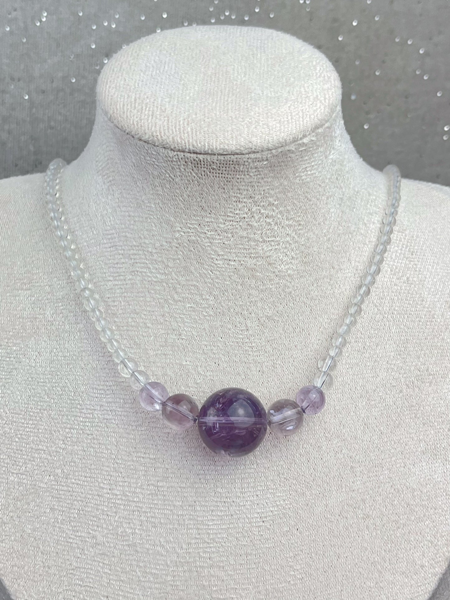 Ametyst og klar kvarts Halskjede