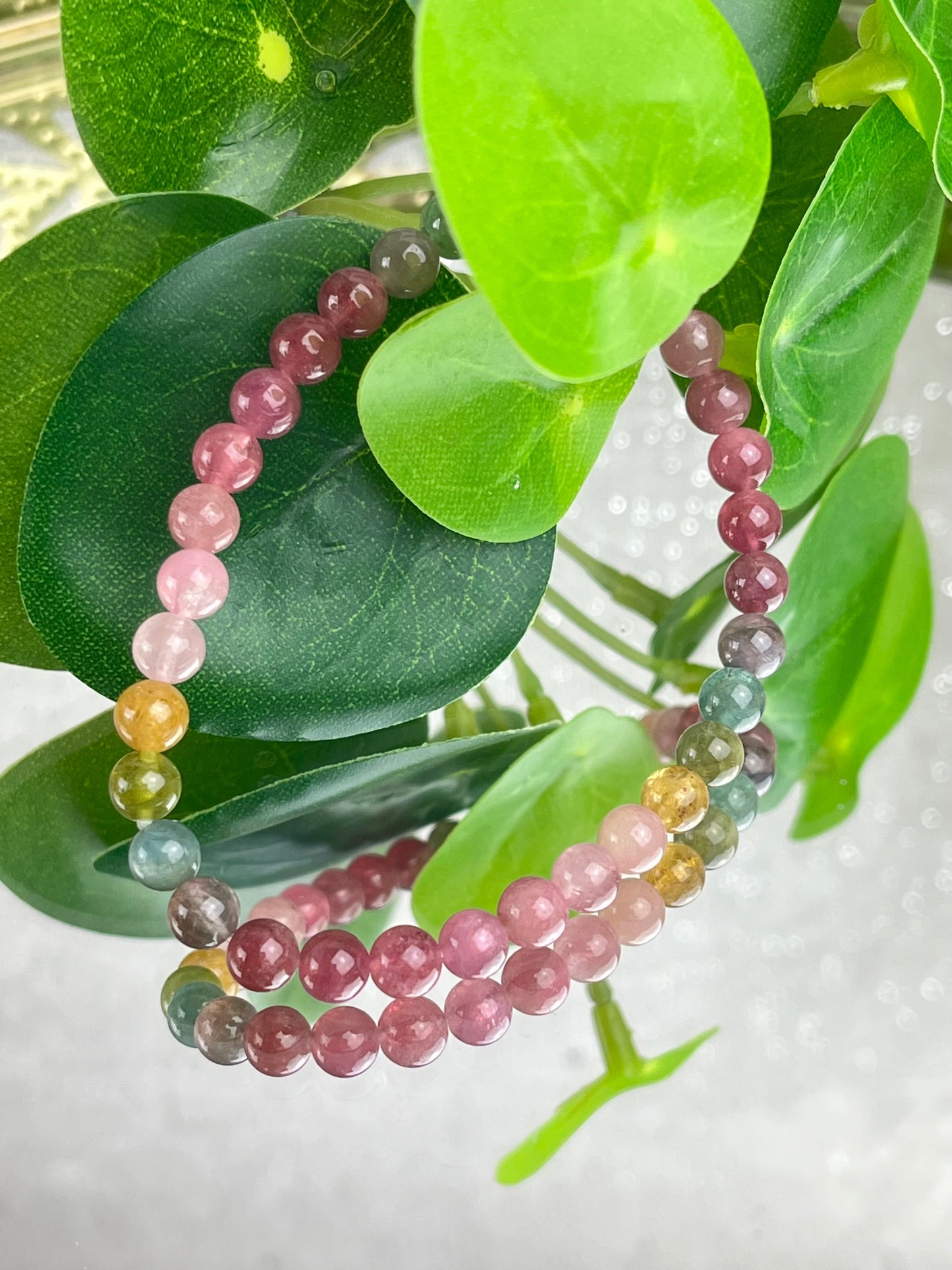 Regnbue Turmalin armbånd 5-6mm+