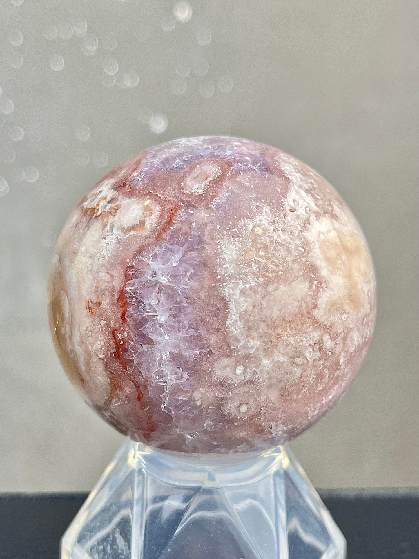 Blomster Agat med kvarts/ametyst Kule