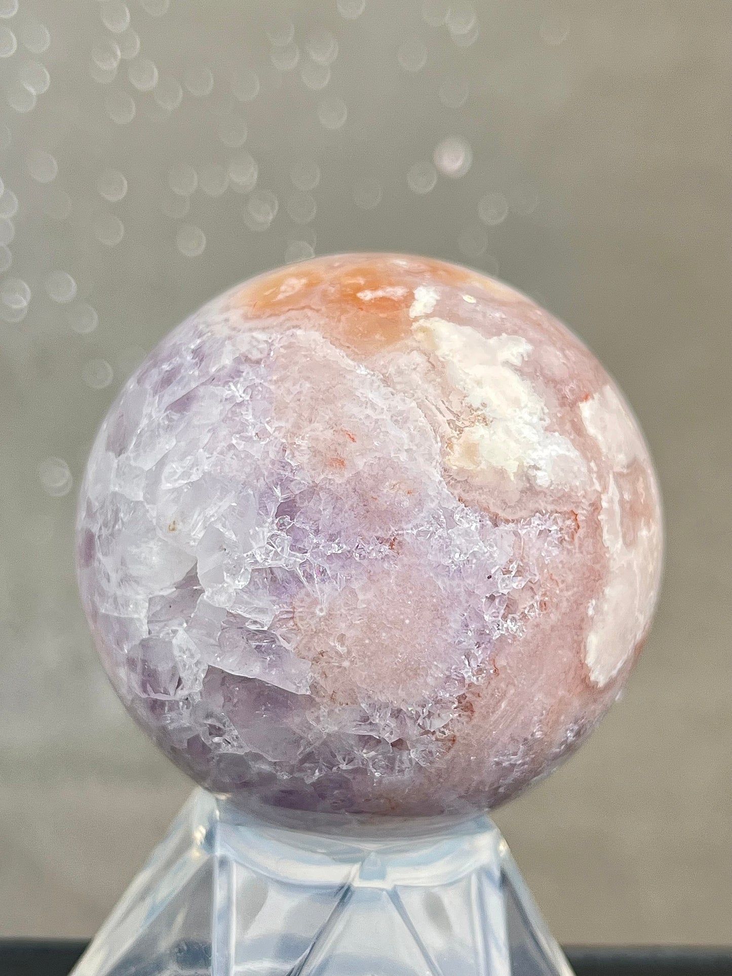 Blomster Agat med kvarts/ametyst Kule