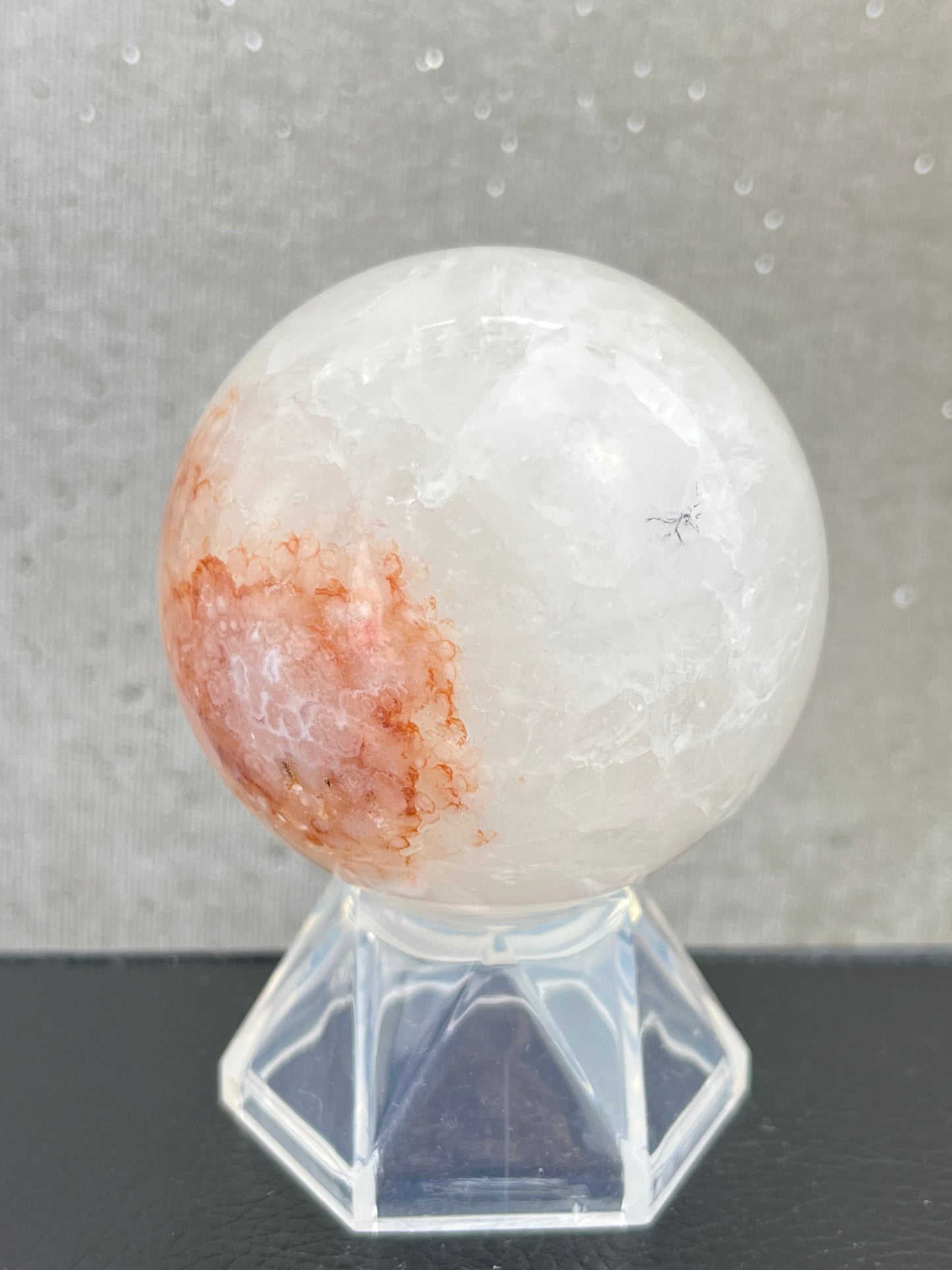 Blomster agat med kvarts kule