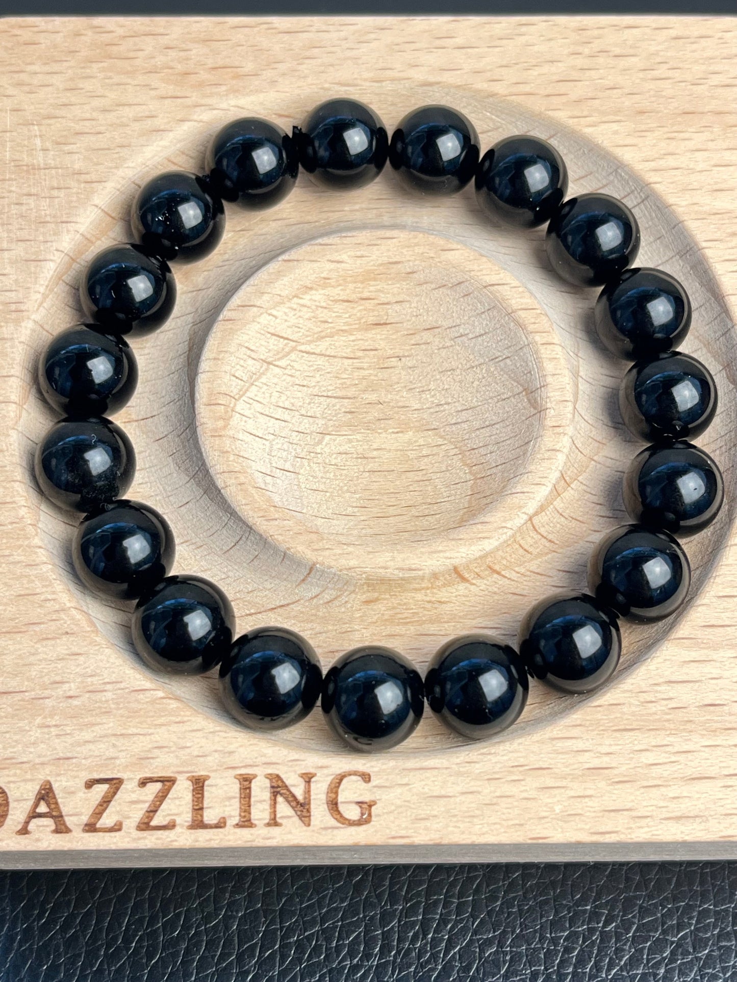 Obsidian armbånd 10mm+