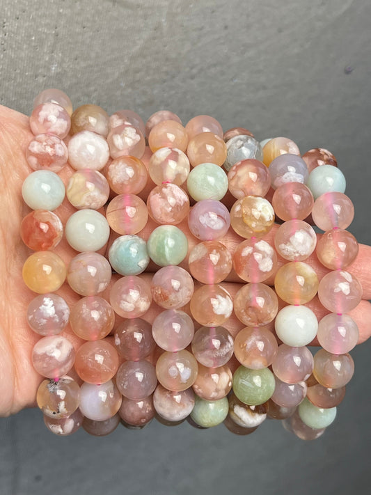 Blomster Agat armbånd 10mm+