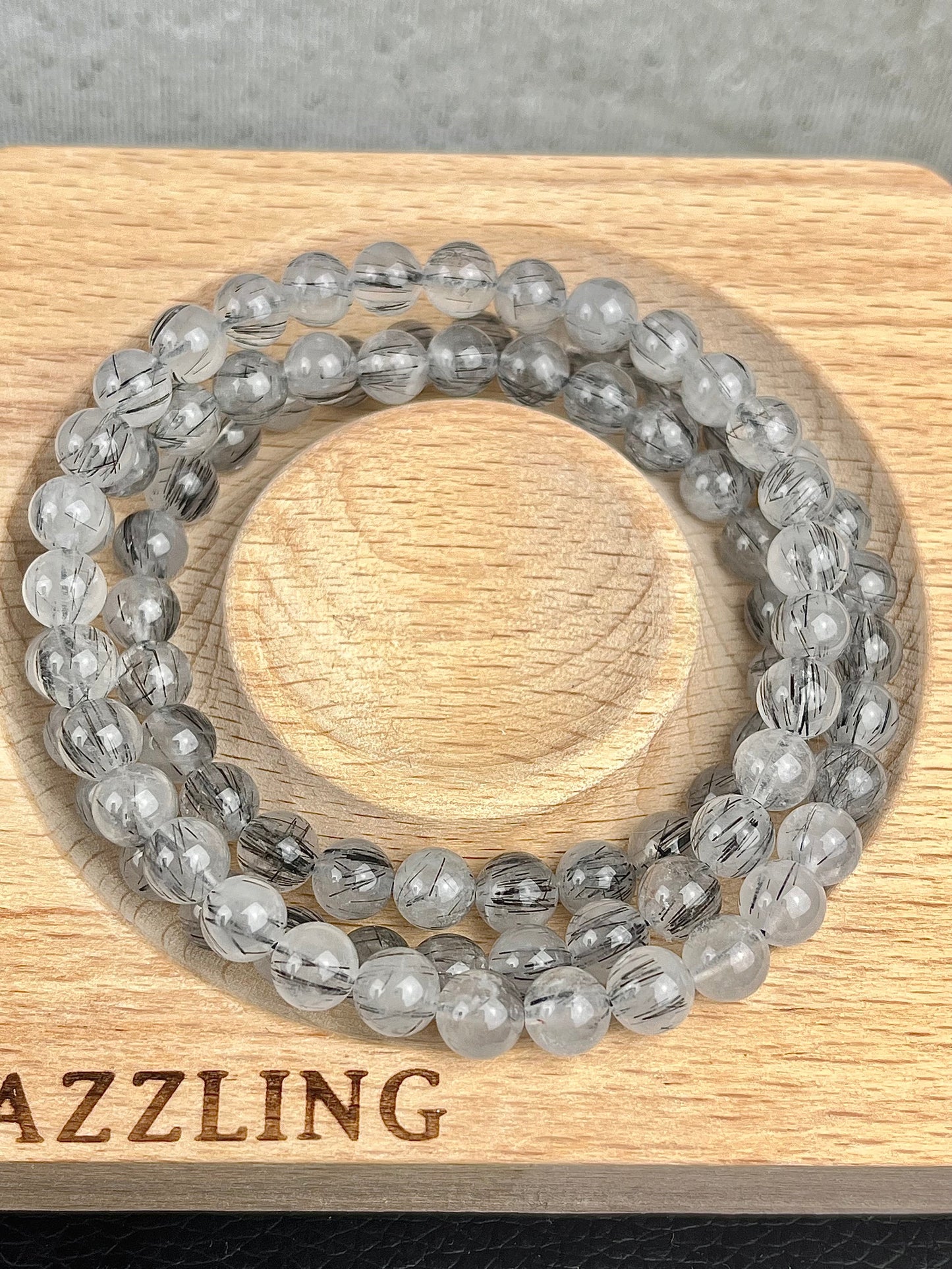 Turmalinkvarts armbånd 6mm+ (3 ganger rundt armen)