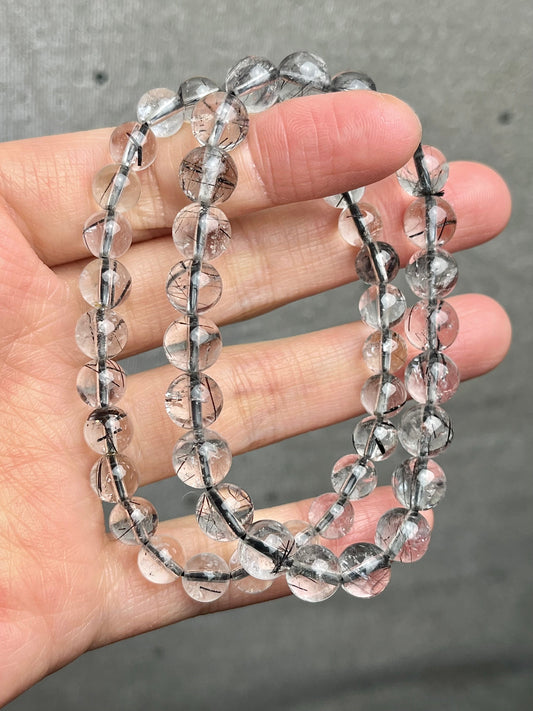 Turmalinkvarts armbånd 7-8mm+