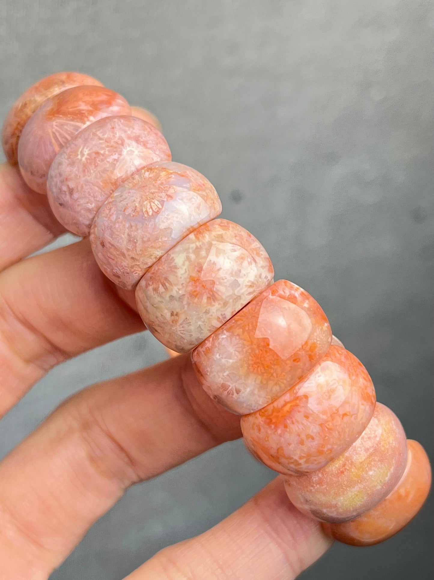 Agatisert Korall armbånd 18mm+