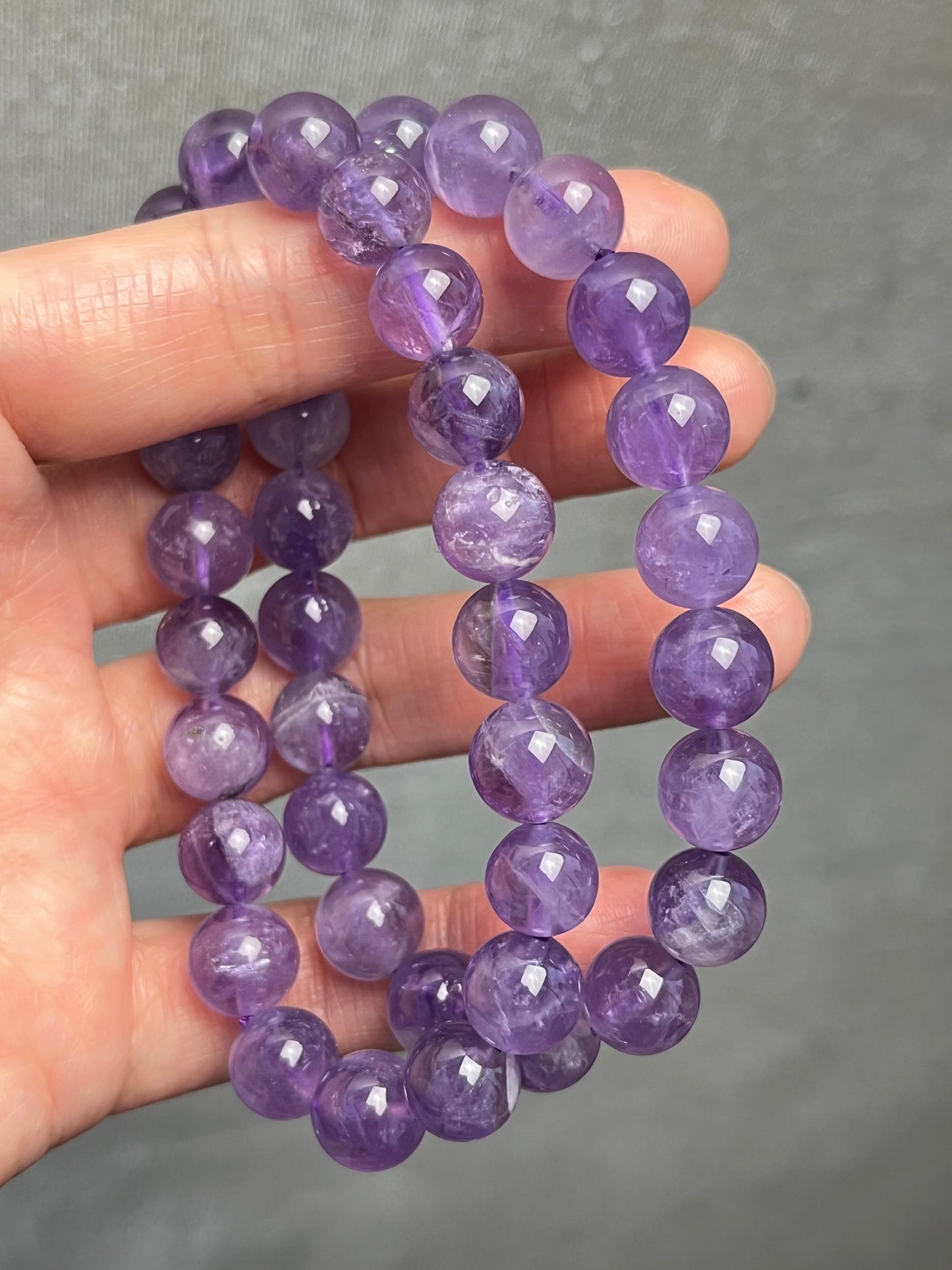 Ametyst armbånd 9-10mm+