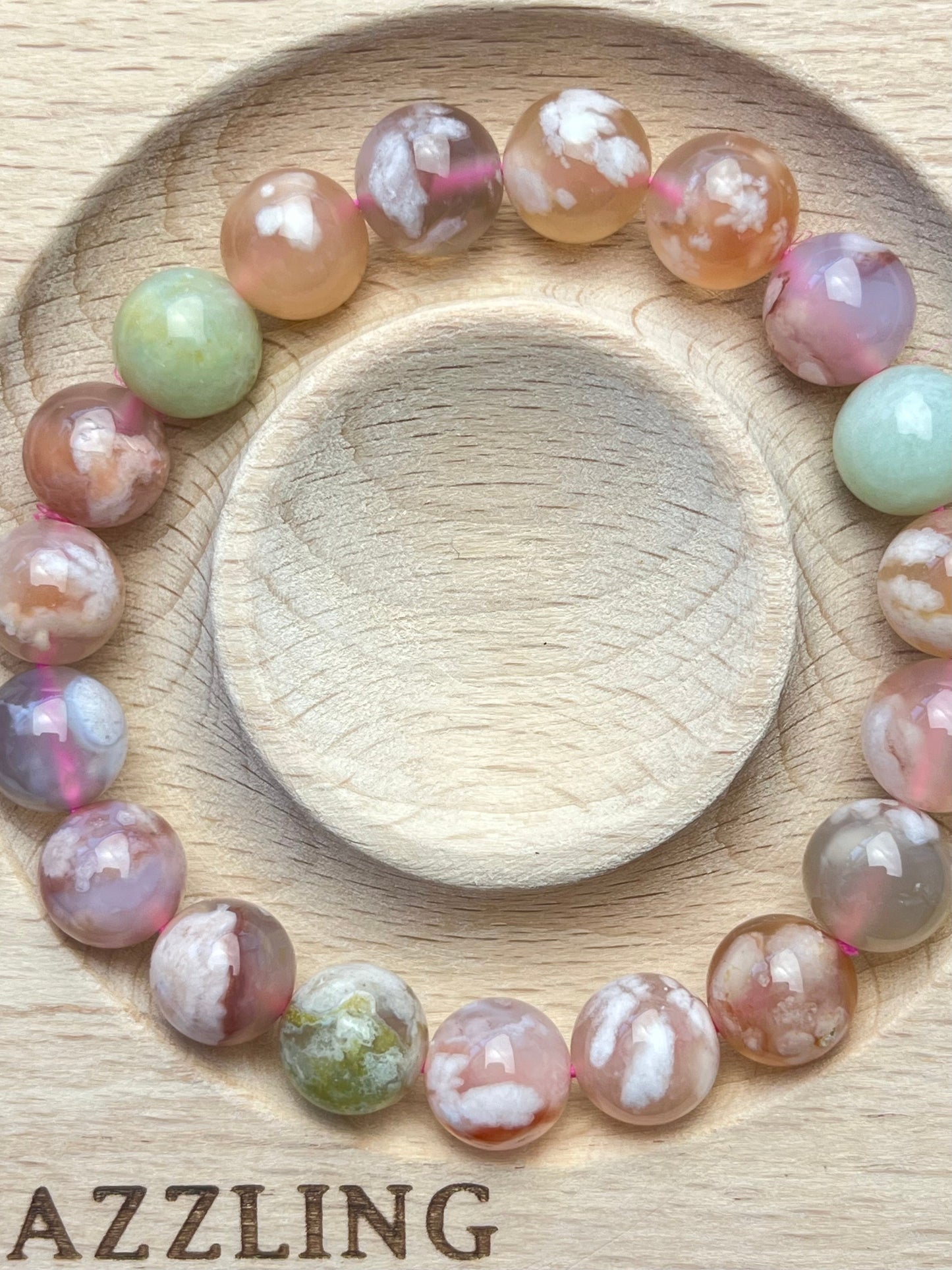 Blomster Agat armbånd 10mm+