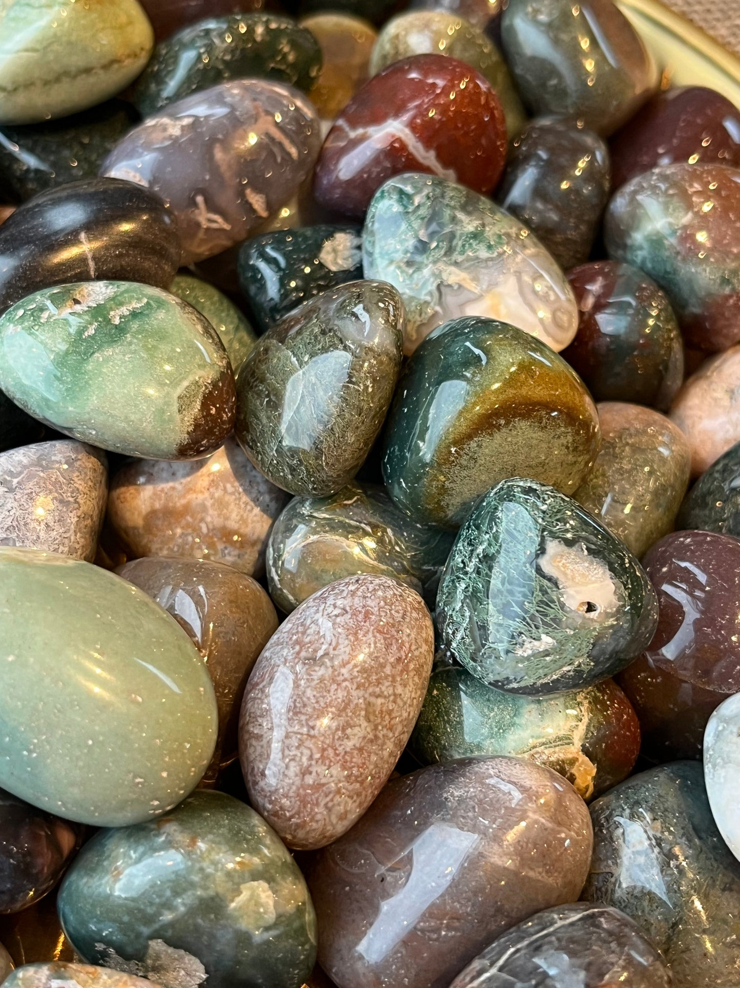 Mose Agat/Jaspis Tromlet 2-3cm,Mix