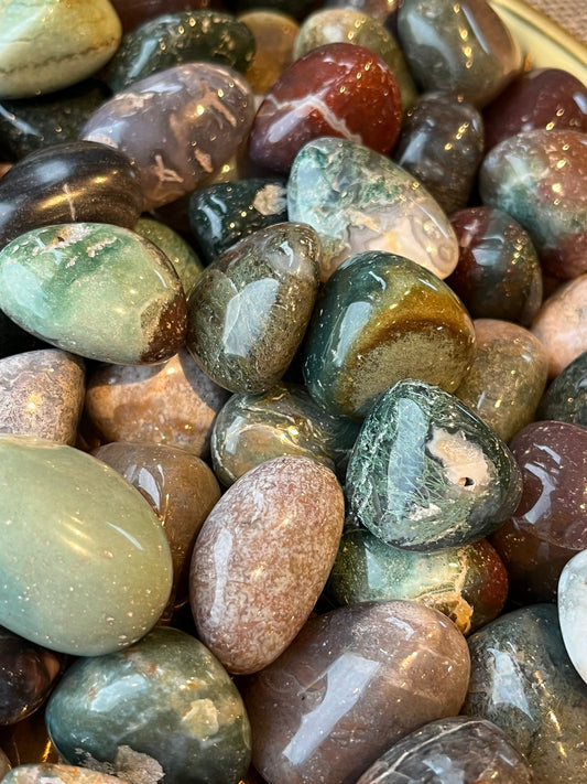 Mose Agat/Jaspis Tromlet 2-3cm,Mix