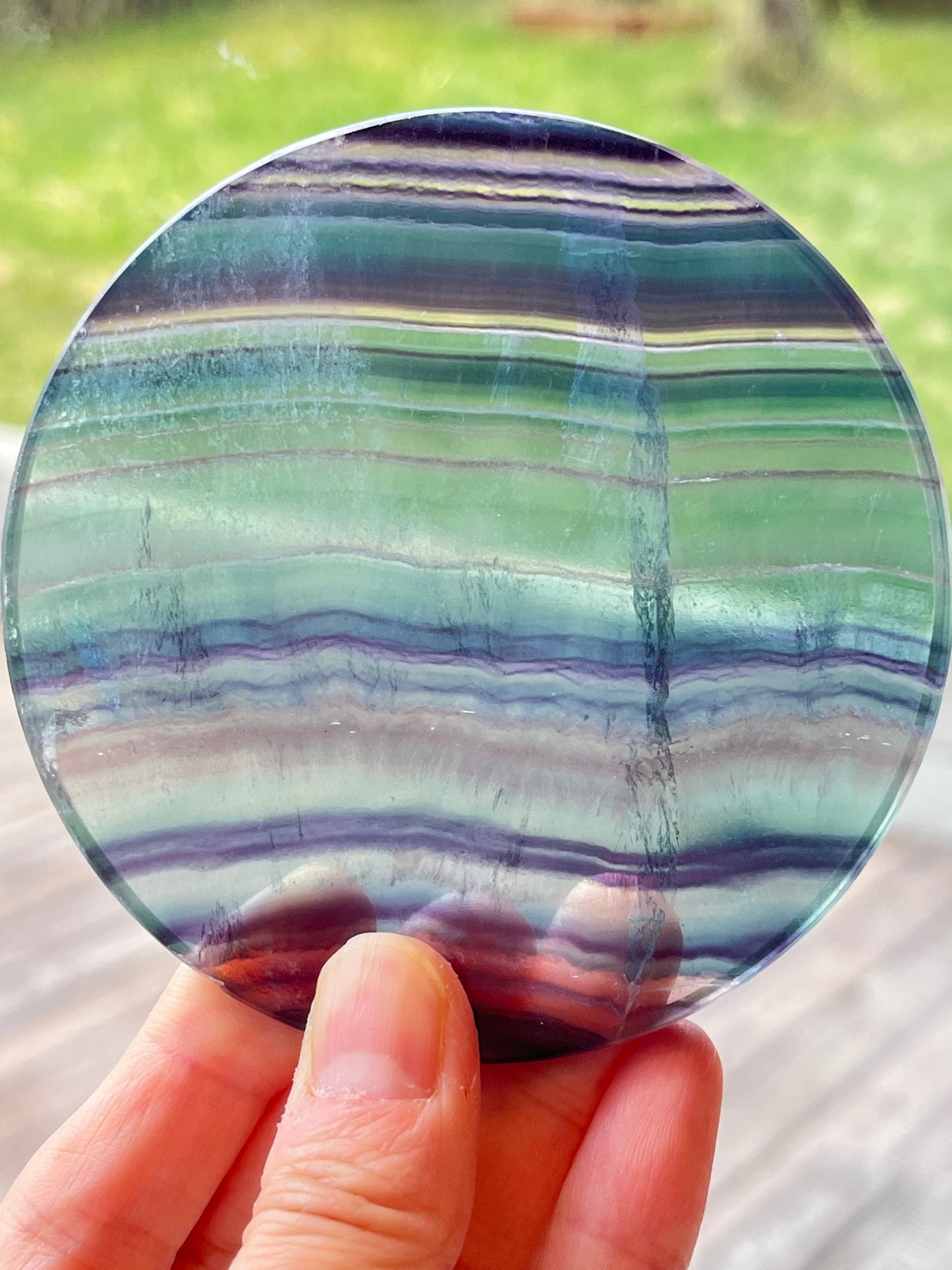 Regnbue fluoritt skive B